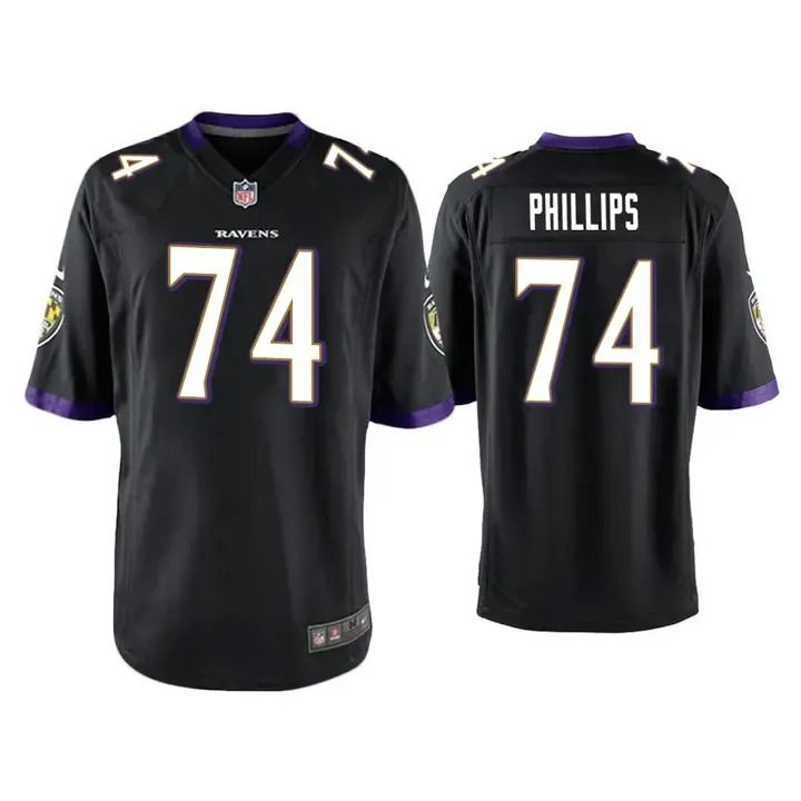 Men Baltimore Ravens 74 Tyre Phillips Nike Black Game Player NFL Jersey